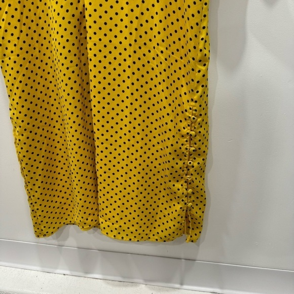 ASOS Yellow Polka Dot Midi Dress Long Sleeve Button Detail Size 8 V-Neck Retro - Picture 9 of 9
